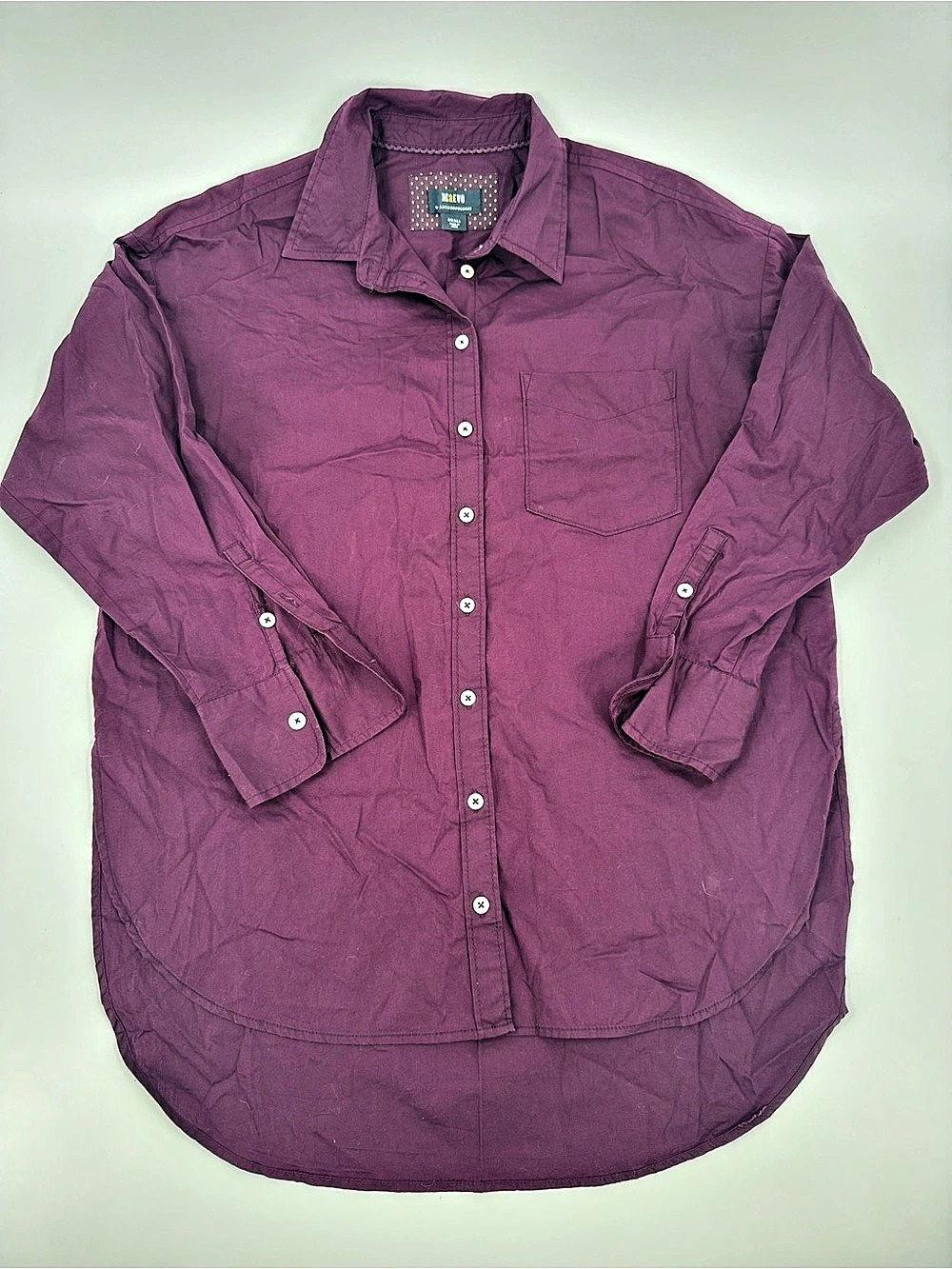 Maeve by Anthropologie Cotton Button Down Shirt in Purple Size Small 100% Cotton
